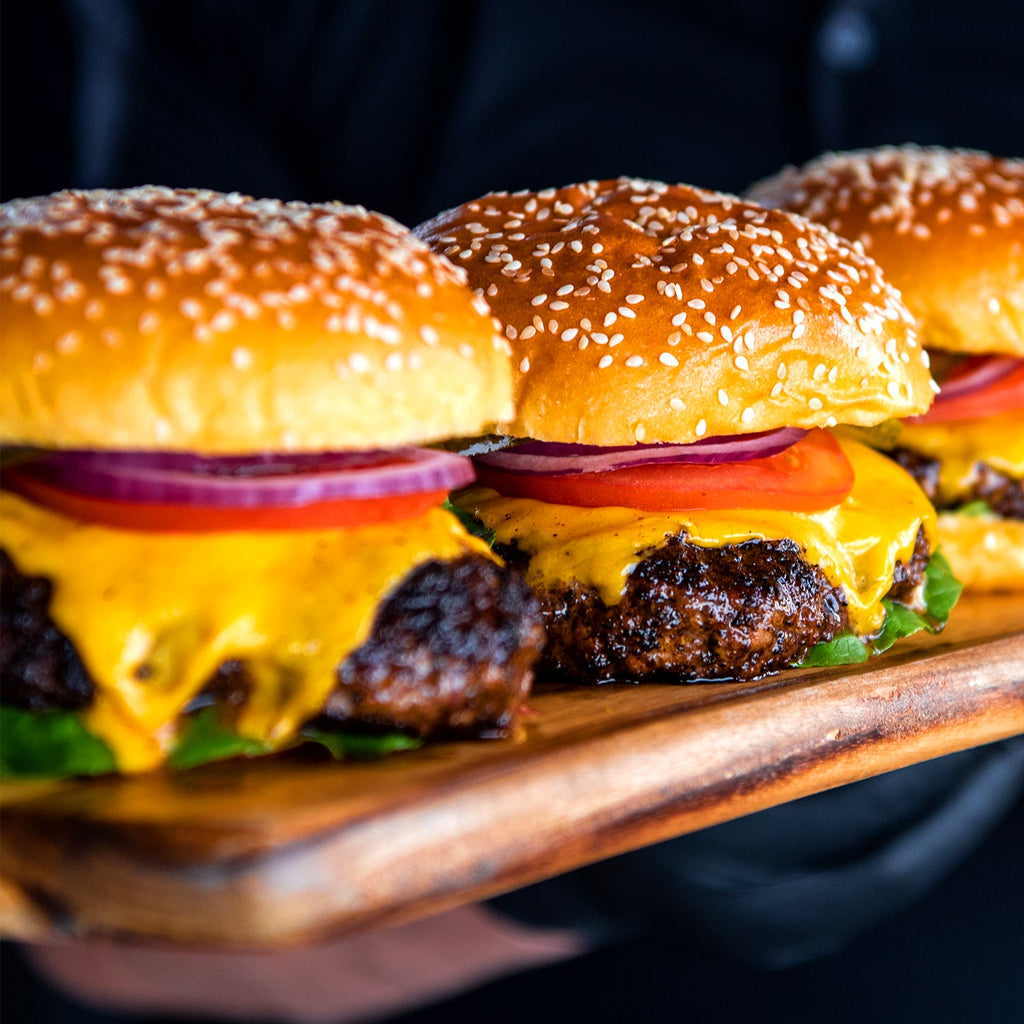 Juicy Cheeseburgers with Fierce Bull Coffee Rub - SmokeyQ